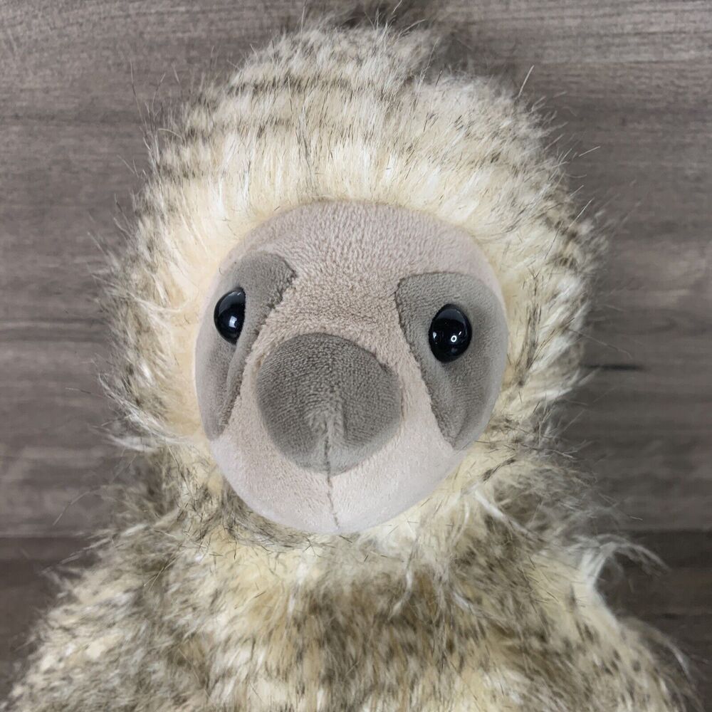 Sloth Plush Stuffed Animal Toy Fuzzy Hairy Brown Beige Patterned Paws Marshalls - Picture 6 of 11